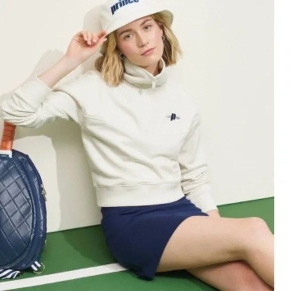 Prince Pickleball Quarter Zip Pullover Sweatshirt Top‎ XL Womens Cream